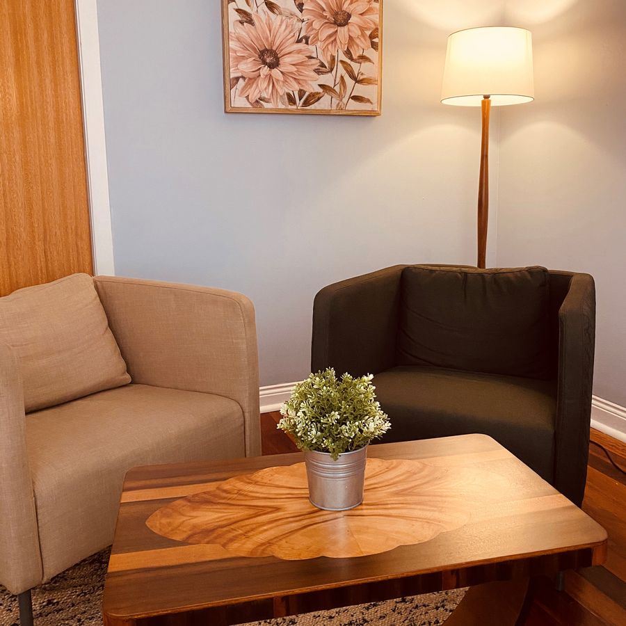 warm and comfortable psychologist interview room